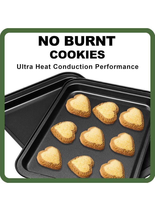 طقم صواني خبز من الفولاذ الكربوني مكون من 3 قطع، صواني خبز غير لاصقة للفرن، أدوات خبز متينة وغير سامة، صواني سهلة التنظيف لأفران المطبخ، مثالية لخبز الكوكيز، البراونيز، البيتزا، وشوي الخضار. - Image 5